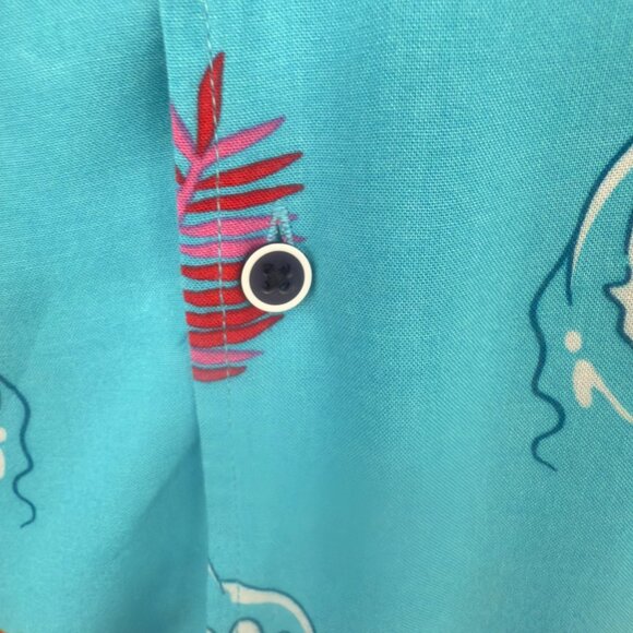 Huntington Beach California Men's Surf Team Dinosaur On Skateboard Button Down - Picture 3 of 10